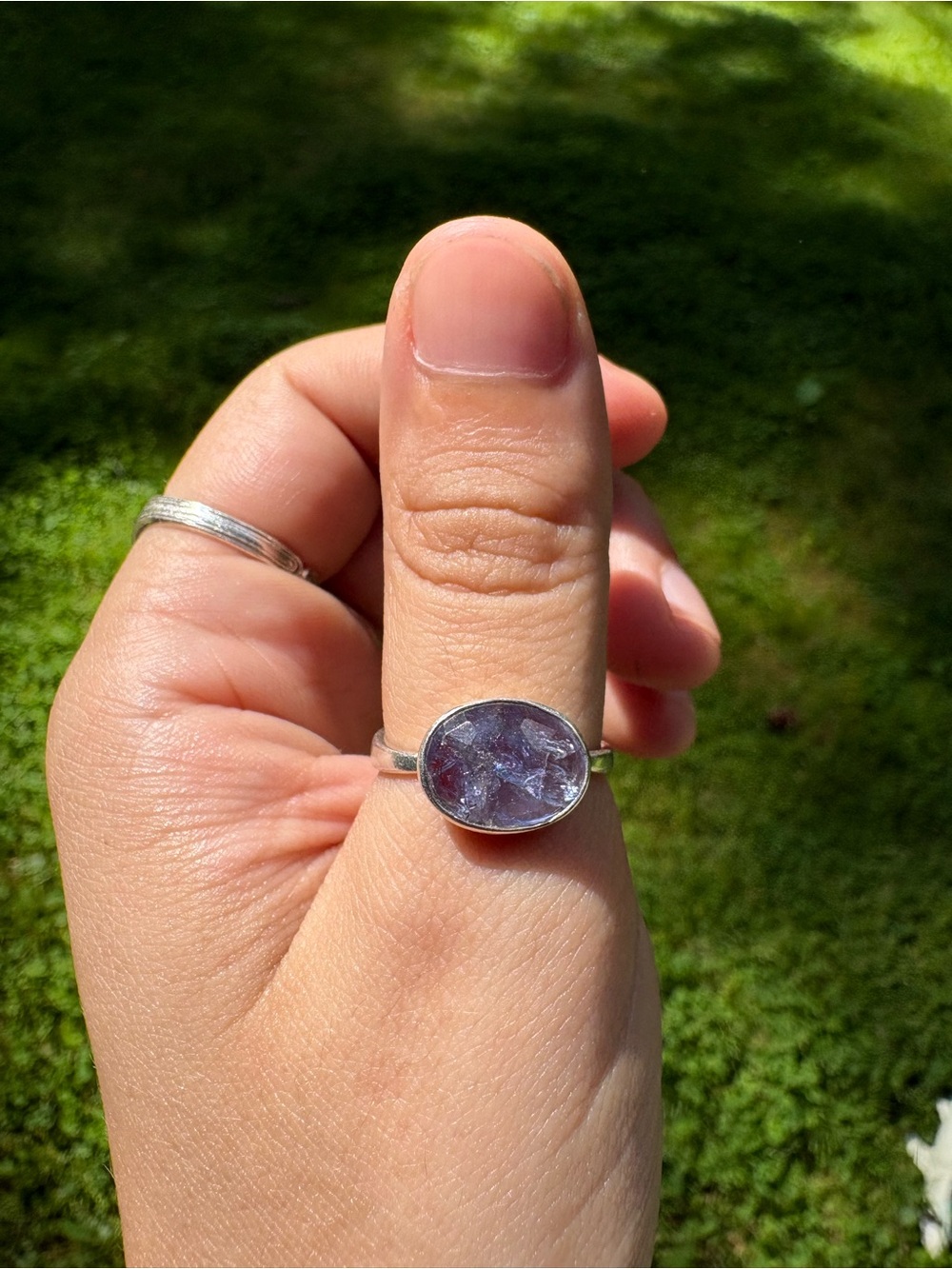 Size 7.75 Rose Cut Raw Sapphire Sterling Silver Handcrafted Ring